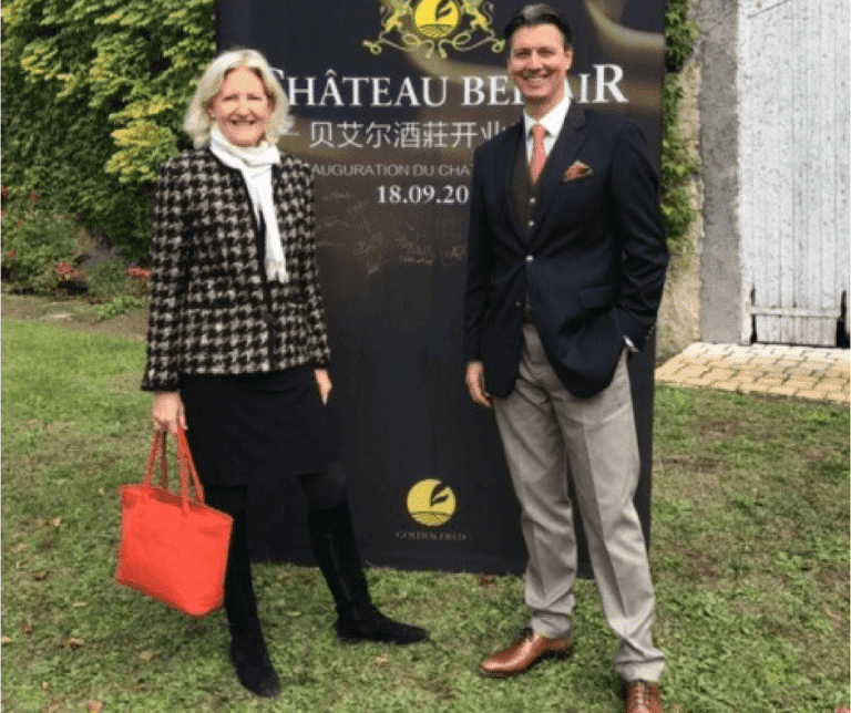Karin Maxwell & Michael Baynes from Vineyards-Bordeaux at the Inauguration of Château Bel-Air
