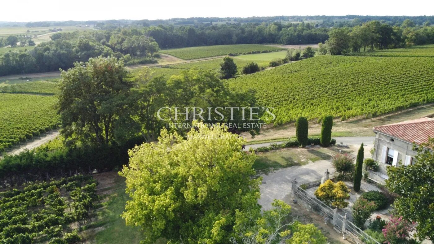 For sale beautiful 18-ha vinyard estate in a dominant position overlooking the vineyard valley. Just 35 min. from Bordeaux
