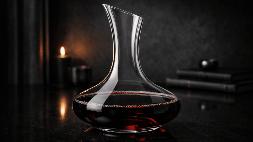 Carafe à décanter du vin rouge