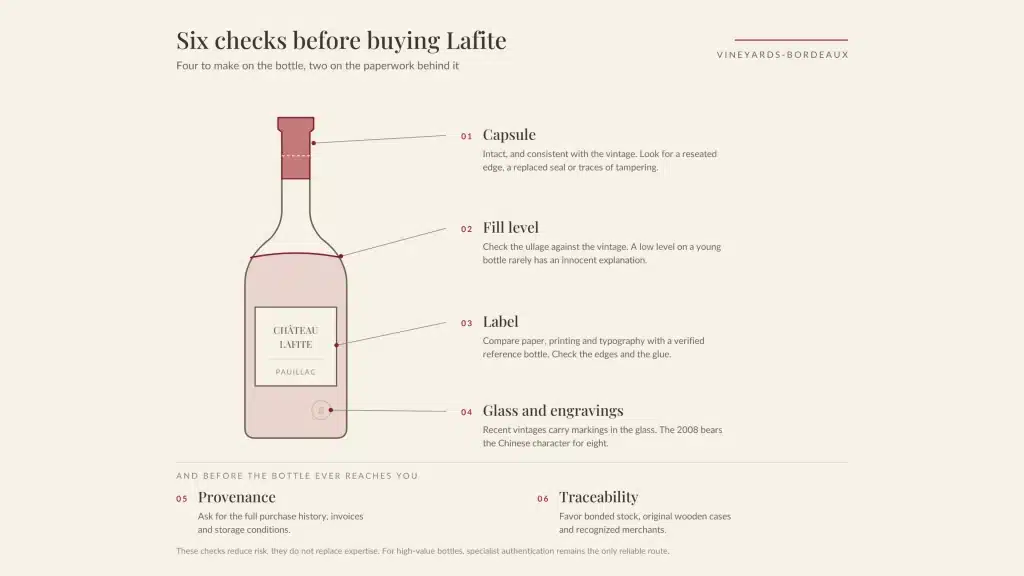 Checklist to spot a counterfeit bottle of Lafite
